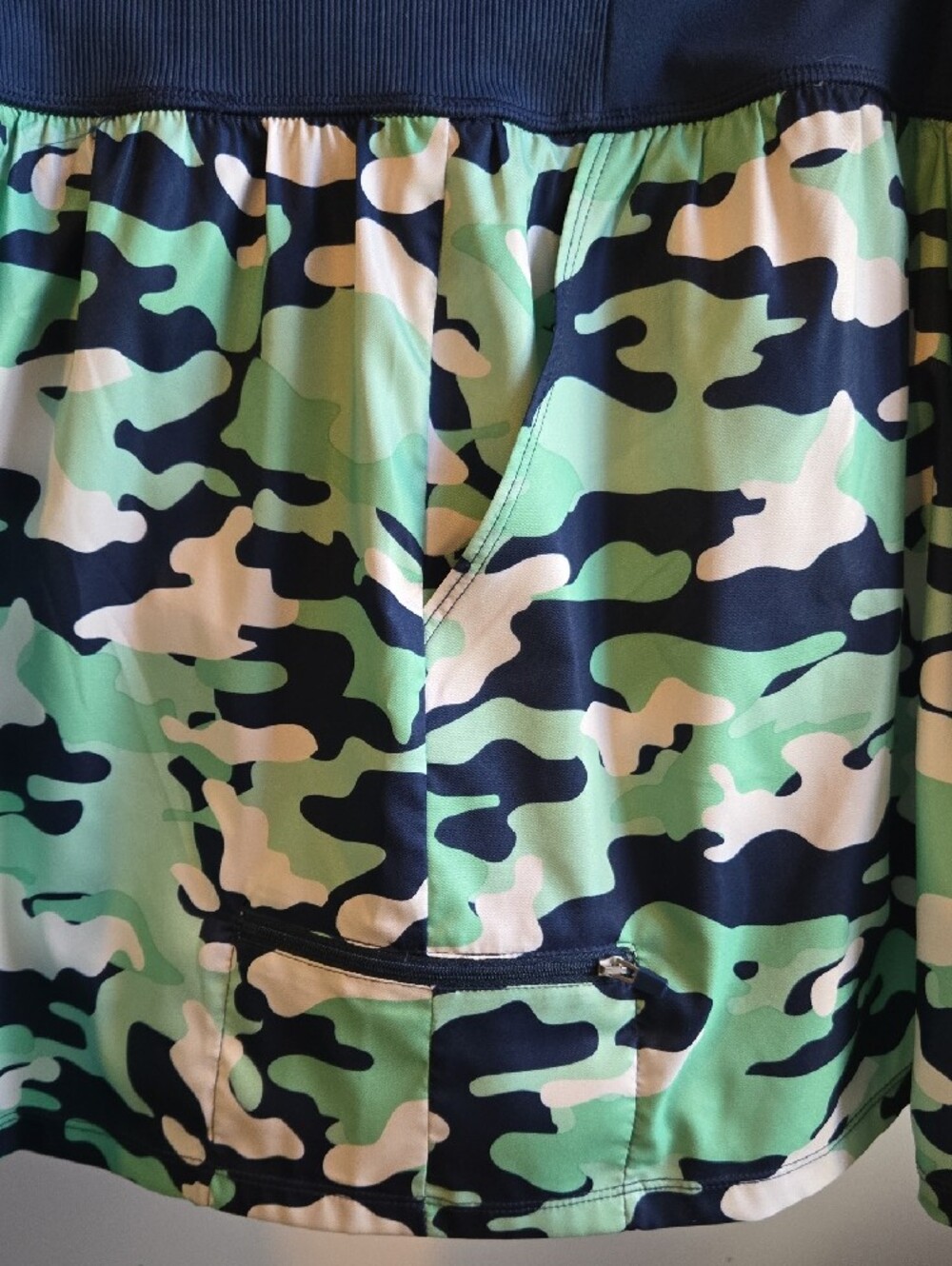zuda Navy and Mint Camo Stretch Skort